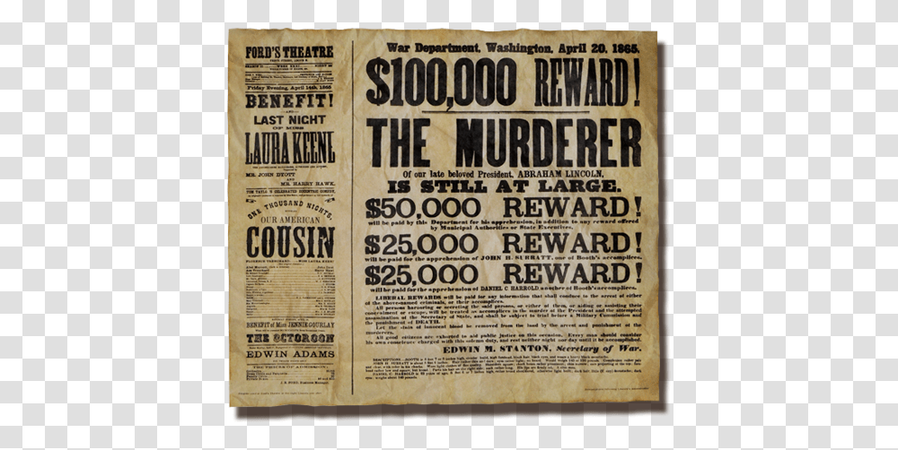 Civil War Wanted Poster, Newspaper, Menu Transparent Png