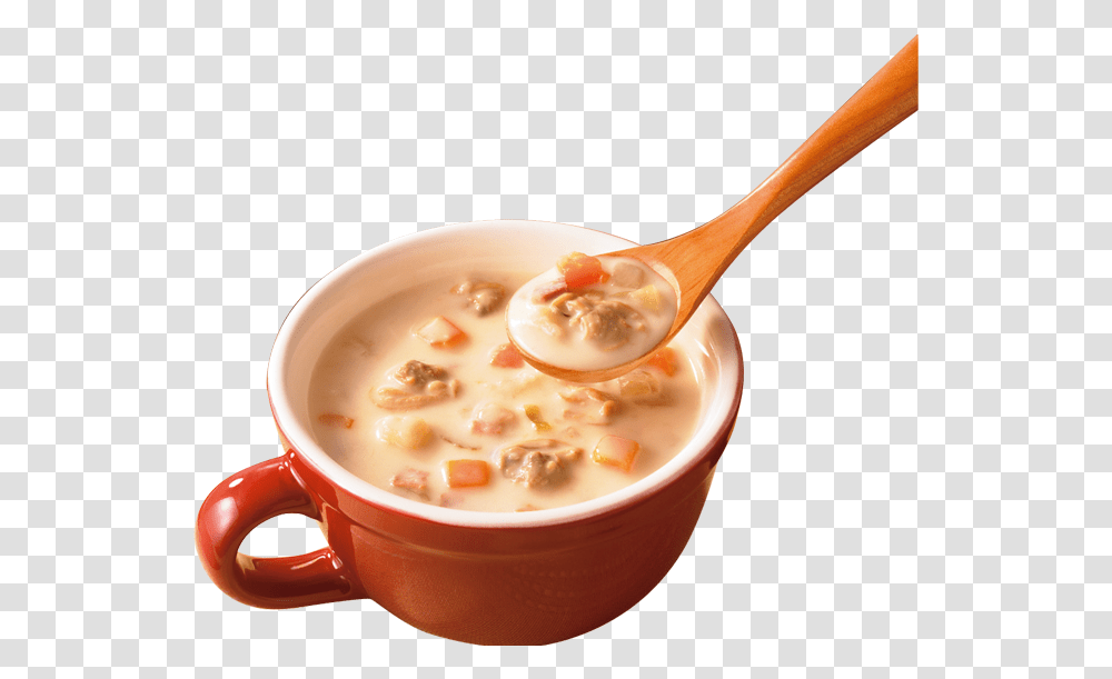 Clam Chowder Soup Dominos Soup, Bowl, Spoon, Cutlery, Dish Transparent Png