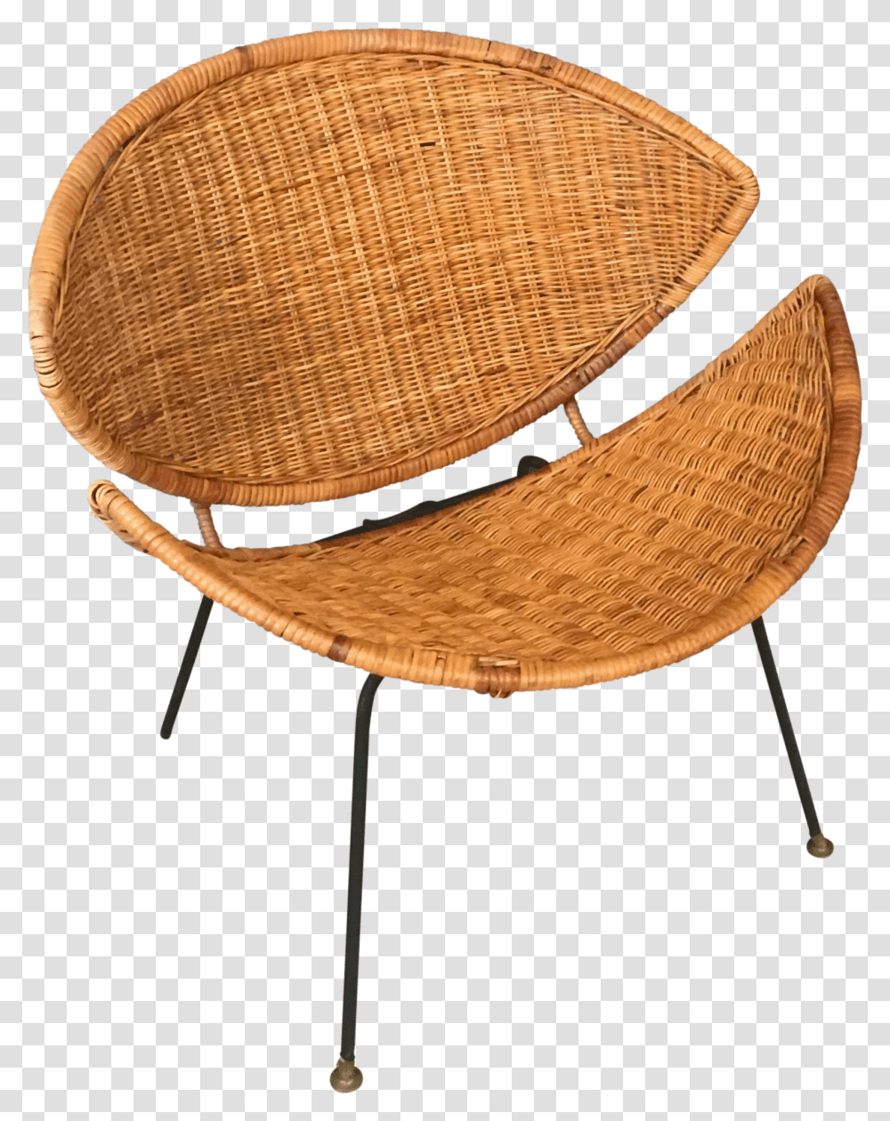 Clam Shell Wicker And Rattan Chair On Chairish Chair, Furniture, Lamp, Plywood, Cradle Transparent Png