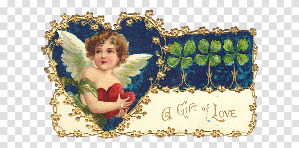 Clapsaddle Cherub Gift Of Love - Wings Whimsy Angel, Envelope, Person, Human, Mail Transparent Png
