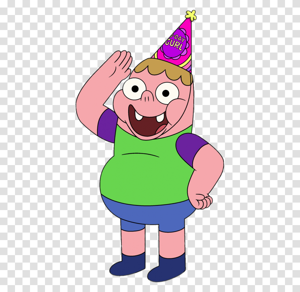 Clarence Wendle Party Hat Clarence Cartoon Character, Face, Mouth, Mammal, Animal Transparent Png