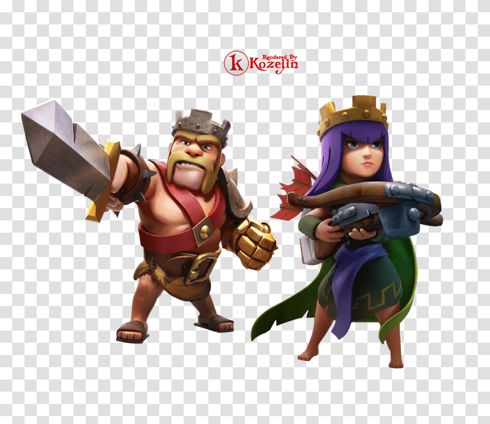 Clash Of Clan Barbarian King And Archer Queen Heroes Clash Of Clans, Person, Human, Figurine, Overwatch Transparent Png