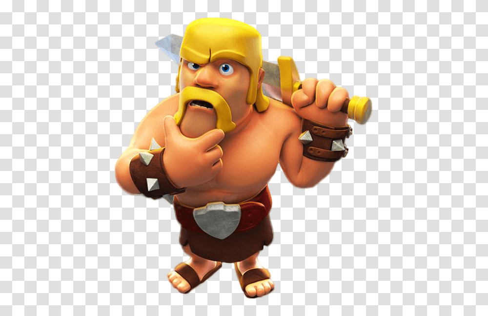 Clash Of Clans Barbarian, Person, Figurine, Hand, Plant Transparent Png