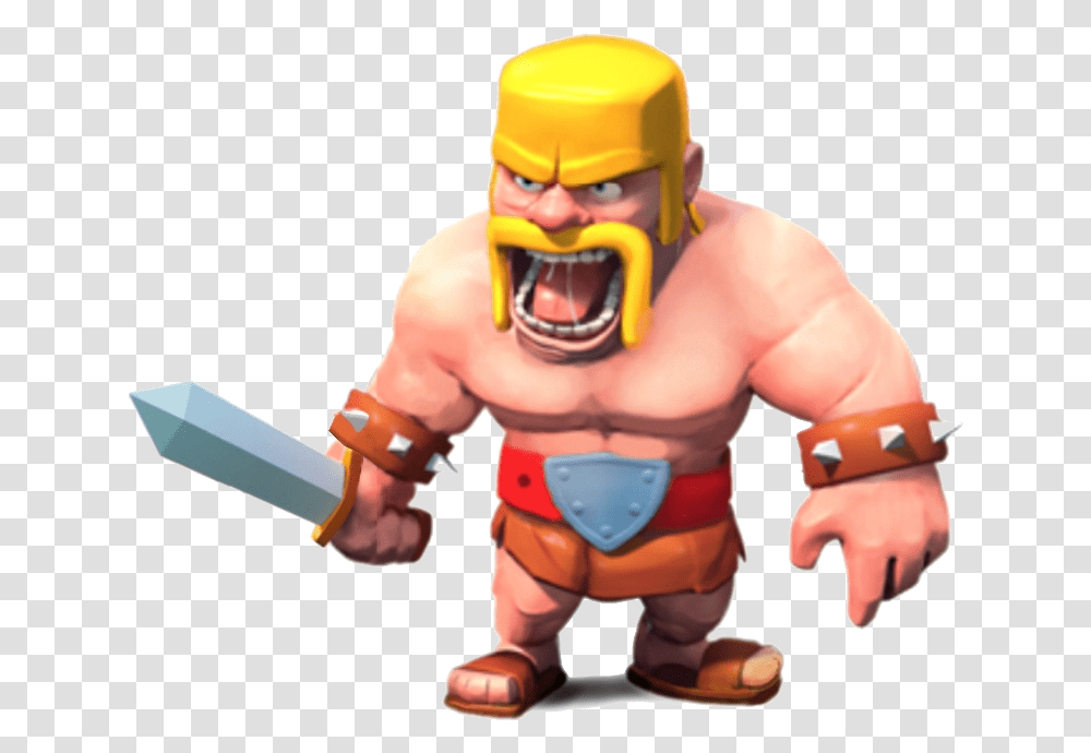 Clash Of Clans Characters Barbarian, Person, Human, Figurine, Toy Transparent Png