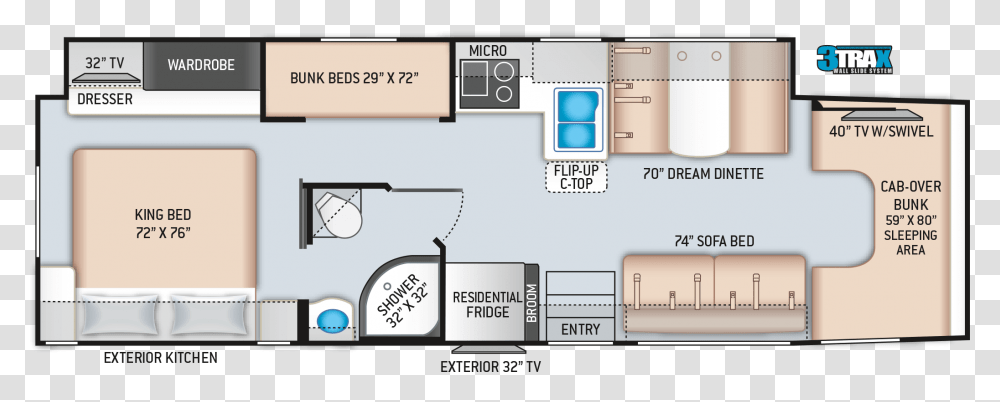 Class C Rv Bunkhouse Floor Plans, Diagram, Plot, Housing, Building Transparent Png