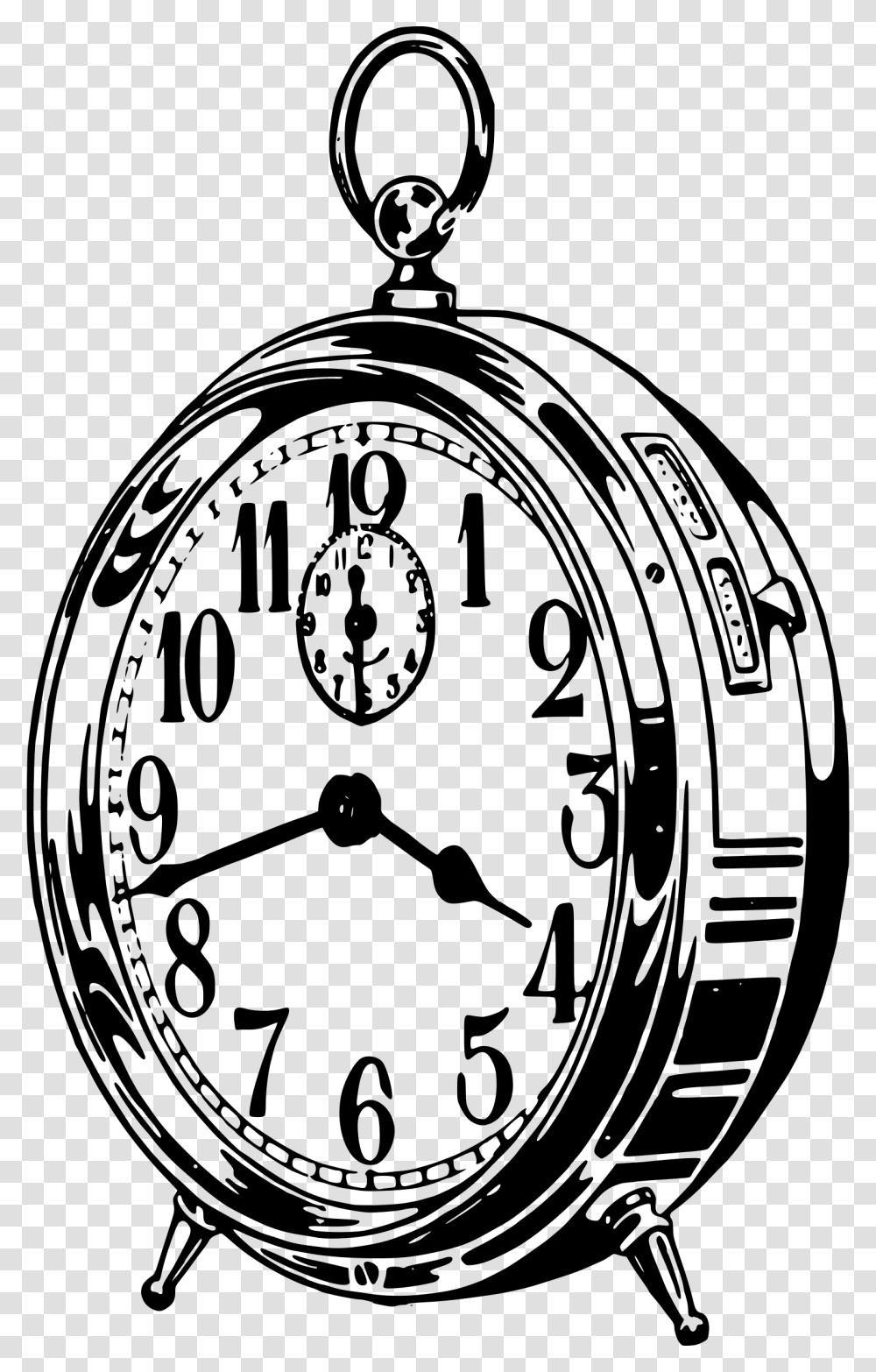 Classic Alarm Clock Clip Arts Clock Black And White, Gray, World Of Warcraft Transparent Png