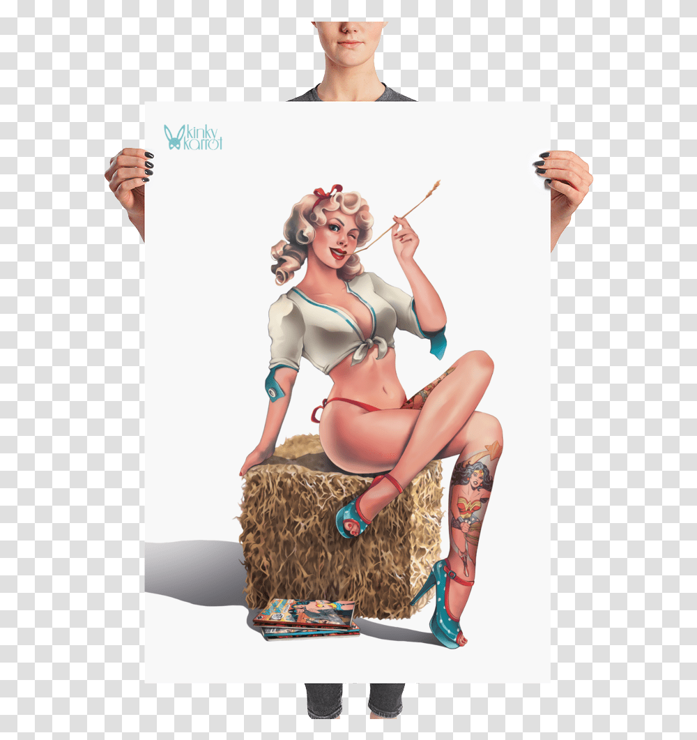 Classic Blonde Pin Up Girl Large Poster Estadio Alberto J. Armando, Person, Human, Straw, Countryside Transparent Png