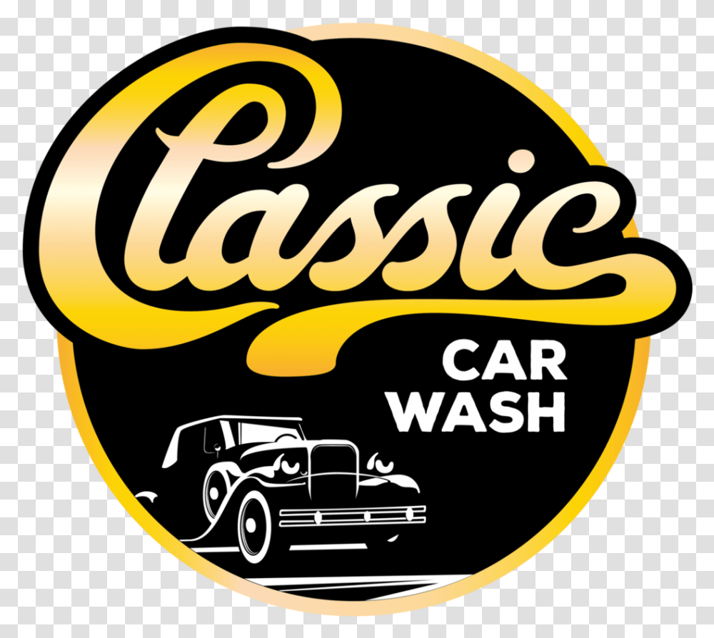 Classic Car Wash Logo, Text, Vehicle, Transportation, Beverage Transparent Png