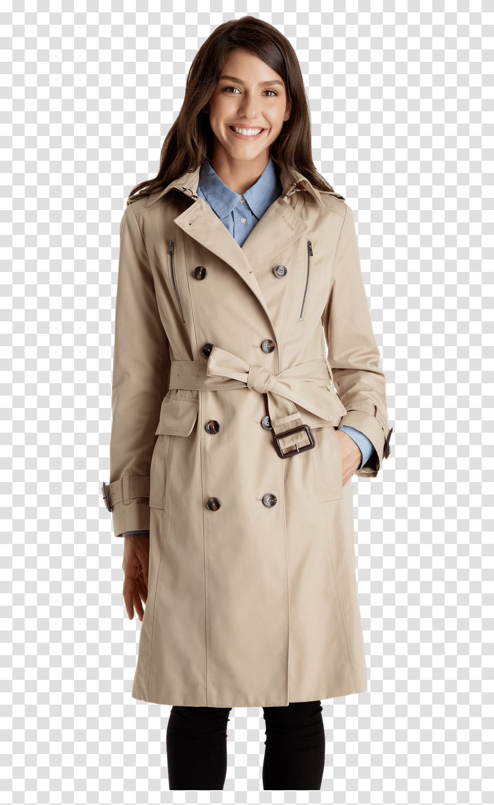 Classic Double Breasted Trench Coat London Fog Overcoat, Apparel, Person, Human Transparent Png