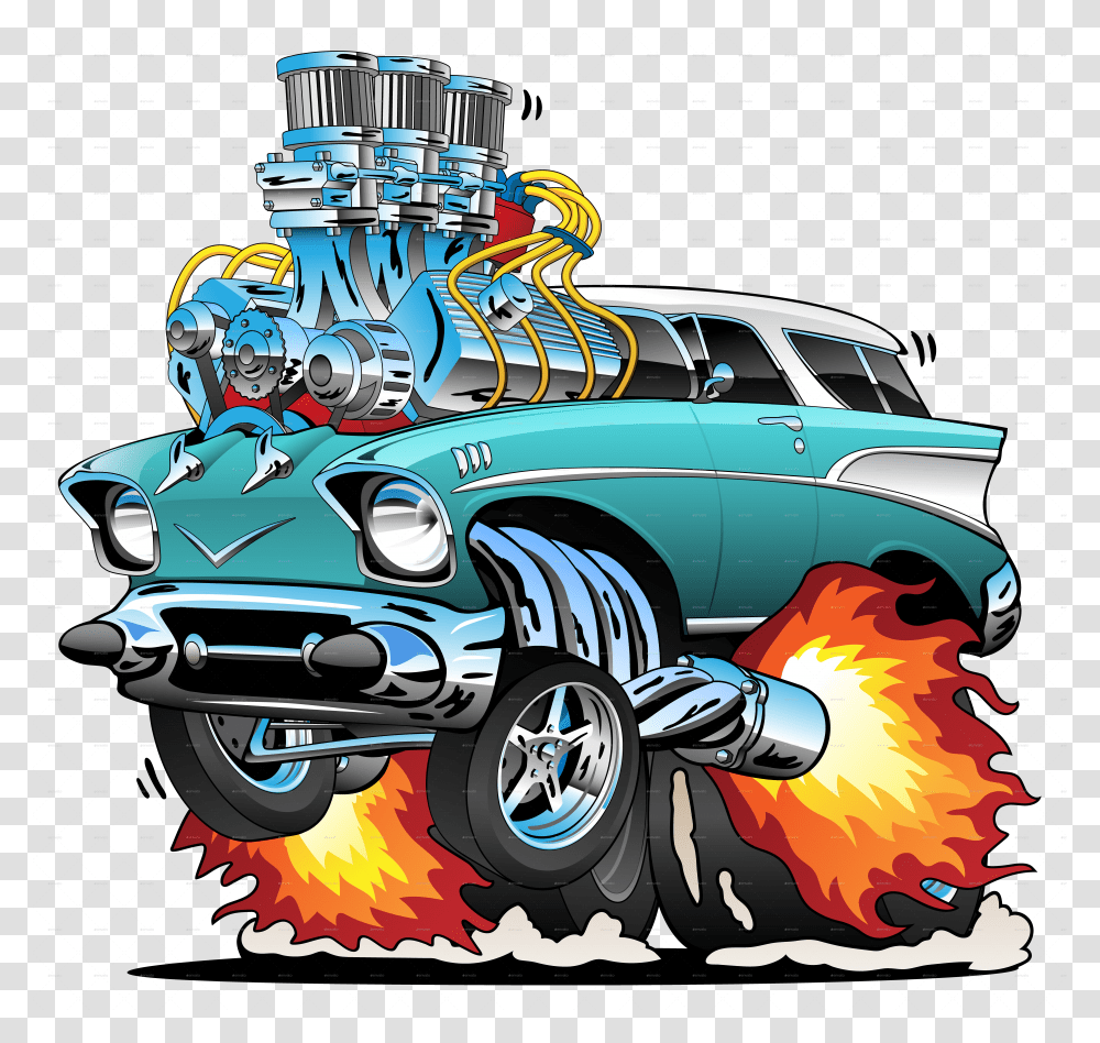 Classic Fifties Hot Rod Muscle Car Cartoon Vector Illustration Cartoon Hotrod Cars, Vehicle, Transportation, Machine, Engine Transparent Png