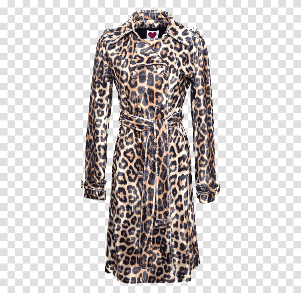 Classic Leopard Trench Coat Trench Coat, Apparel, Sleeve, Overcoat Transparent Png