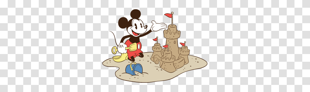 Classic Mickey With The Completed Sand Castle On The Beach My, Cake, Dessert, Food, Birthday Cake Transparent Png