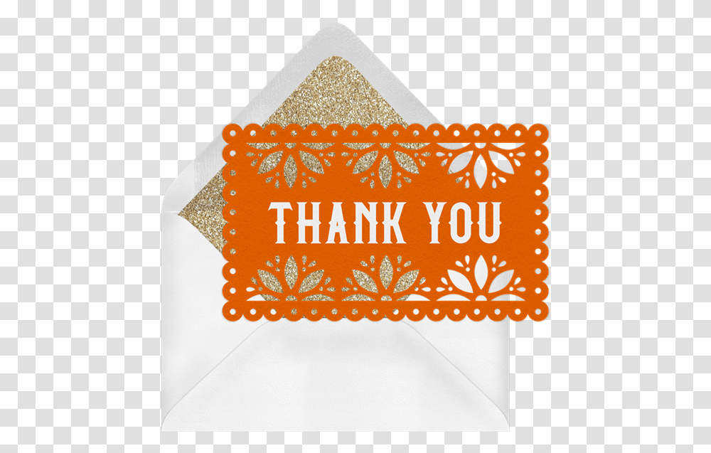 Classic Papel Picado Thank You Notes In Orange Greenvelopecom, Text, Rug, Label, Sash Transparent Png