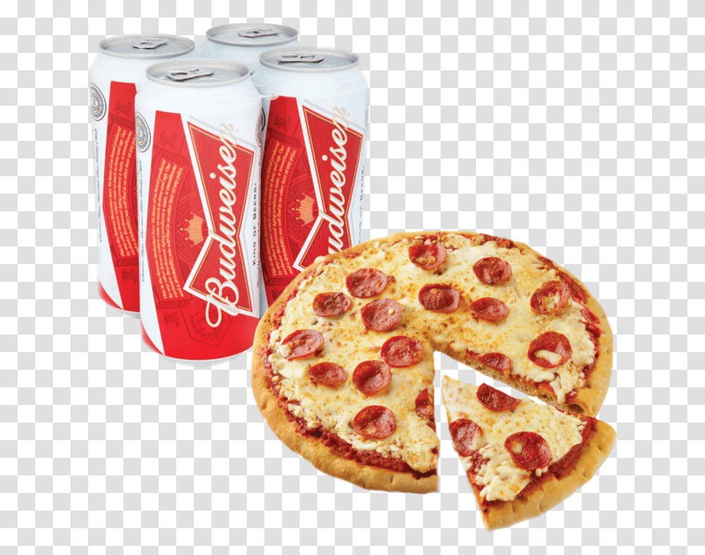 Classic Pizza Budweiser 4 Can Pack Pizza Coca Cola, Food, Beverage, Drink, Soda Transparent Png
