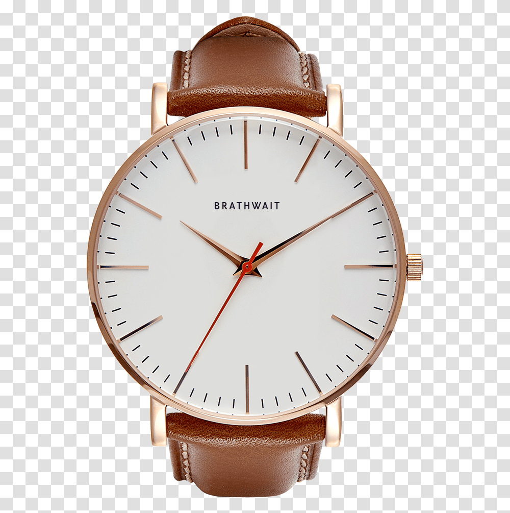 Classic Rose Gold Slim Watch Brown Topgrain Italian Leather Strap Watch Strap, Wristwatch, Analog Clock, Clock Tower Transparent Png