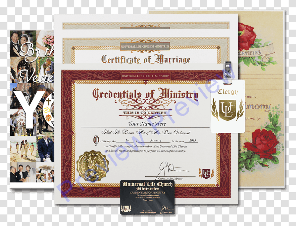 Classic Wedding Set Universal Church Offering Certificate, Diploma, Document, Person Transparent Png