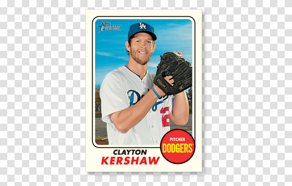 Clayton Kershaw 2017 Topps Heritage Baseball Base Poster, Apparel, Person, People Transparent Png