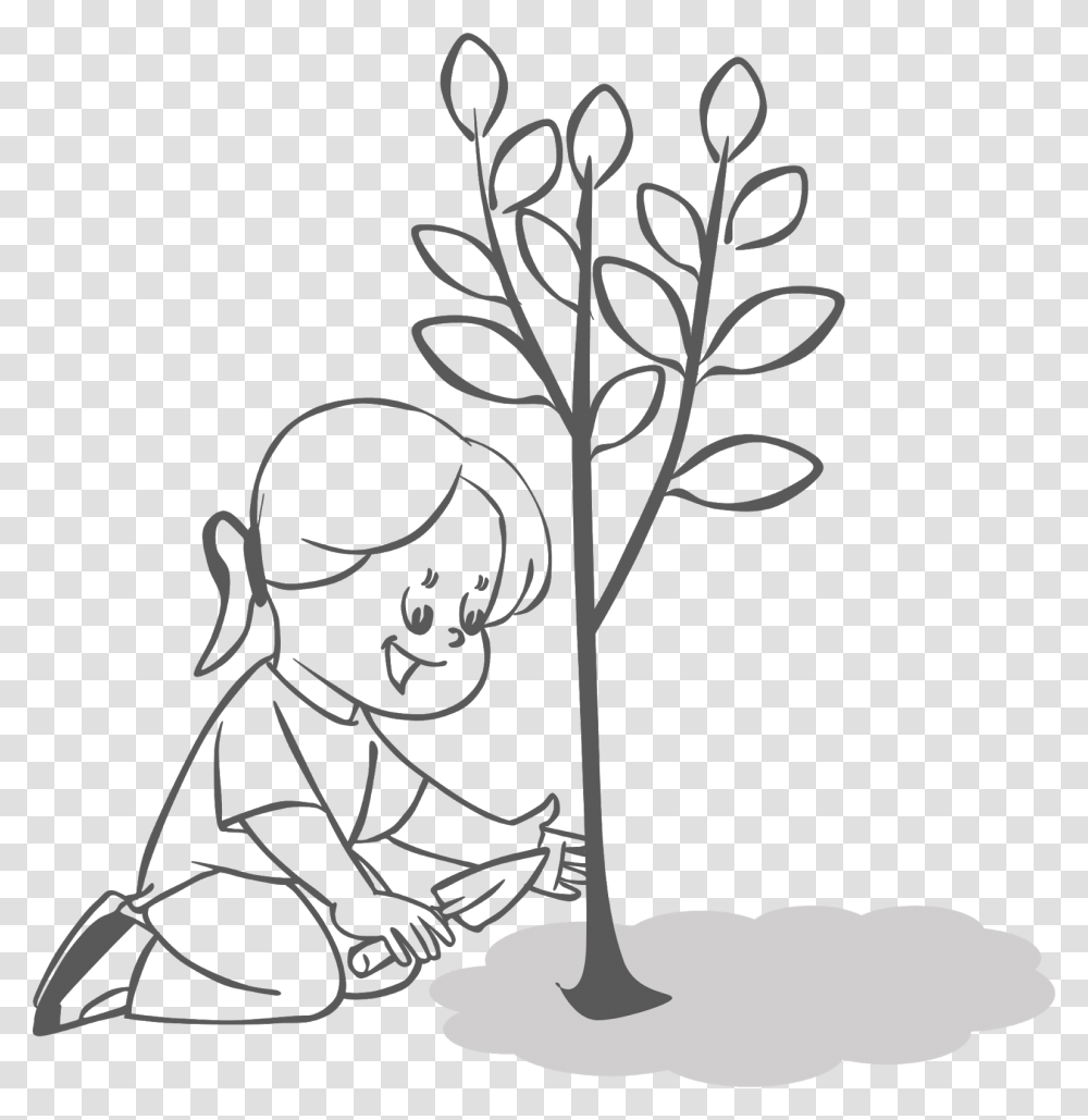 Clean And Green Nature Cliparts Free Clipart People Plant A Tree Clipart Black And White, Silhouette, Stencil, Label Transparent Png