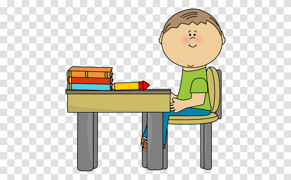 Clean Student Desk Clipart Boy Sitting At Desk Clipart, Furniture, Table, Teacher, Standing Transparent Png