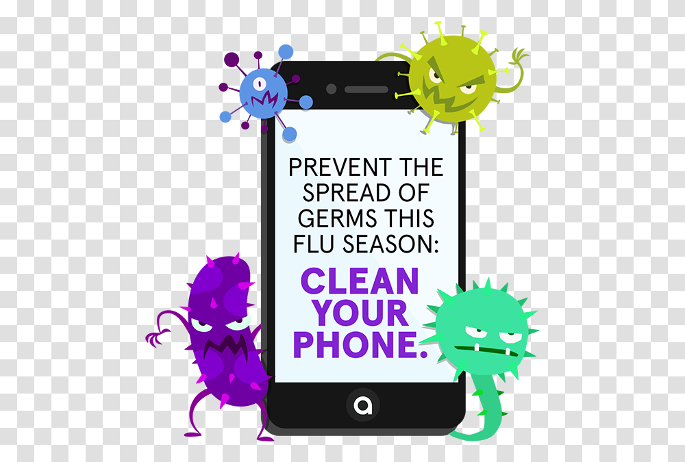 Clean Your Phone Tips Cell Phone With Germs, Electronics, Flyer, Poster, Paper Transparent Png
