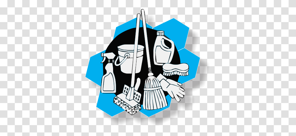 Cleaning Graphics Group With Items, Broom, Performer Transparent Png