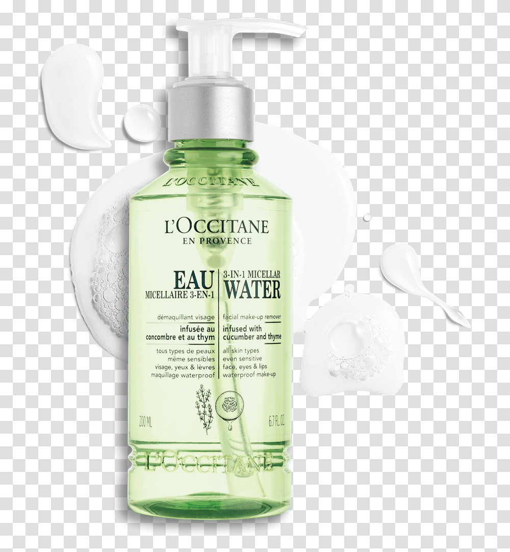 Cleansing 3 In1 Micellar Water Skincare L'occitane L Occitane Micellar Water, Bottle, Shaker, Shampoo, Lotion Transparent Png