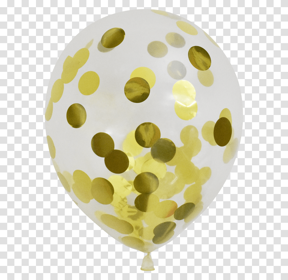 Clear Balloons With Gold Confetti Clear Balloon, Sphere, Texture, Paper, Polka Dot Transparent Png