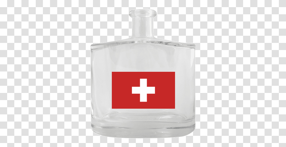 Clear Glass Hip Flask 500 Ml With Printing Switzerland Glass, First Aid, Logo, Symbol, Trademark Transparent Png