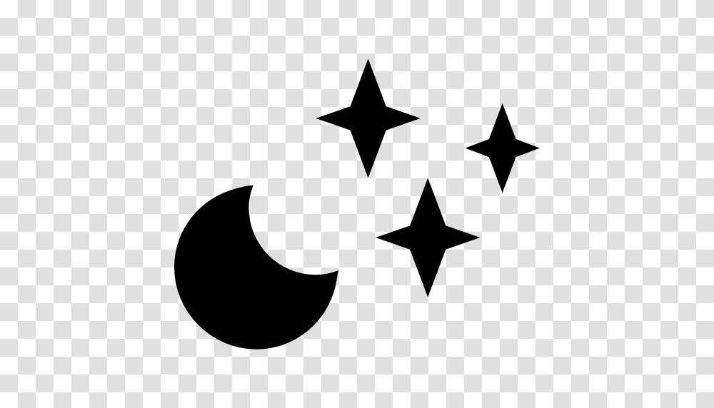 Clear Night Weather Symbol Of Crescent Moon With Stars, Star Symbol, Stencil Transparent Png