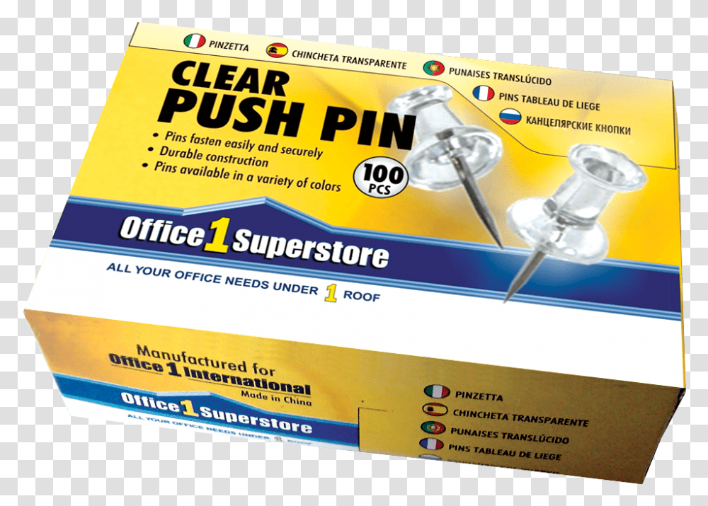Clear Push Pin 100pcsbox Box Of Push Pin, Paper, Indoors, Advertisement, Poster Transparent Png