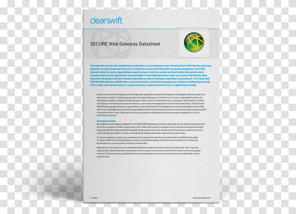 Clearswift Swg Datasheet Brochure, Page, Flyer, Poster Transparent Png