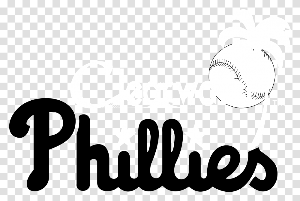 Clearwater Phillies Logo Black And White Calligraphy, Star Symbol, Trademark Transparent Png