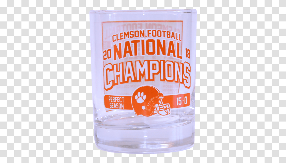 Clemson 2018 National Champions Schedule Rocks Glass, Bottle, Beverage, Drink, Pop Bottle Transparent Png