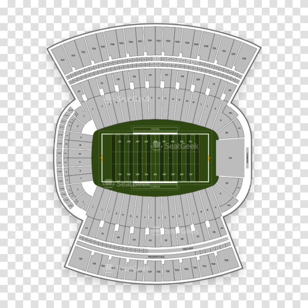 Clemson Memorial Stadium Seating, Field, Building, Arena, Football Field Transparent Png