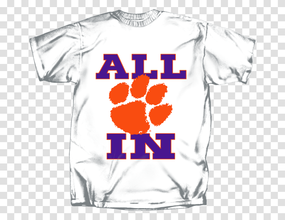 Clemson Paw All In Short Sleeve T Shirt Active Shirt, Apparel, T-Shirt, Stain Transparent Png
