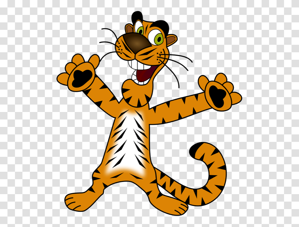 Clemson Tiger Cartoons Happy Cartoon Tiger, Animal, Food, Sea Life, Dragon Transparent Png