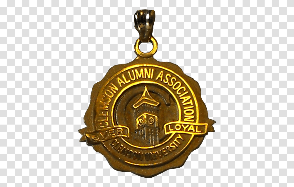 Clemson University Gold Seal Charm Pendant, Logo, Symbol, Trademark, Badge Transparent Png