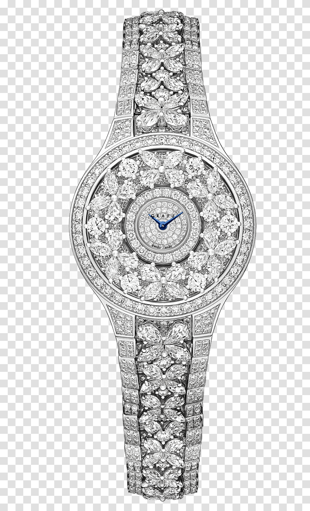 Clic Butterfly Fully Et Diamond Graff Butterfly Diamond Ladies Watch, Pattern, Analog Clock, Lace Transparent Png