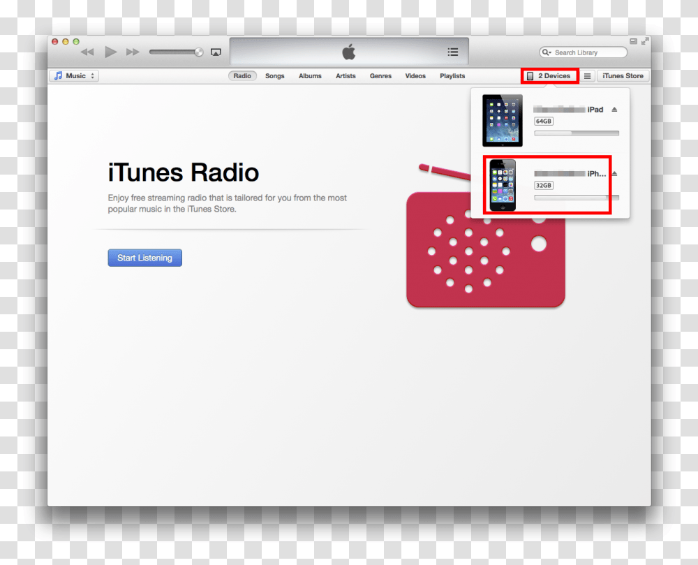 Click Devices Then Click Iphone Itunes Internet Radio Pc, Mobile Phone, Electronics, Cell Phone, File Transparent Png