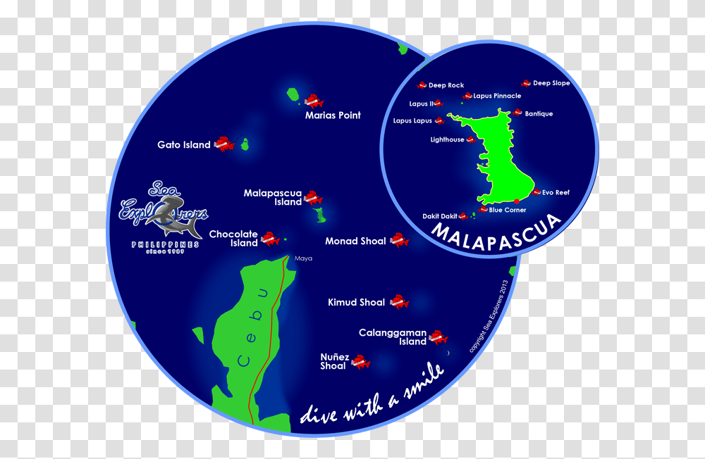 Click Dive Sites Monad Shoal Malapascua Map, Sphere, Outer Space, Astronomy, Nature Transparent Png