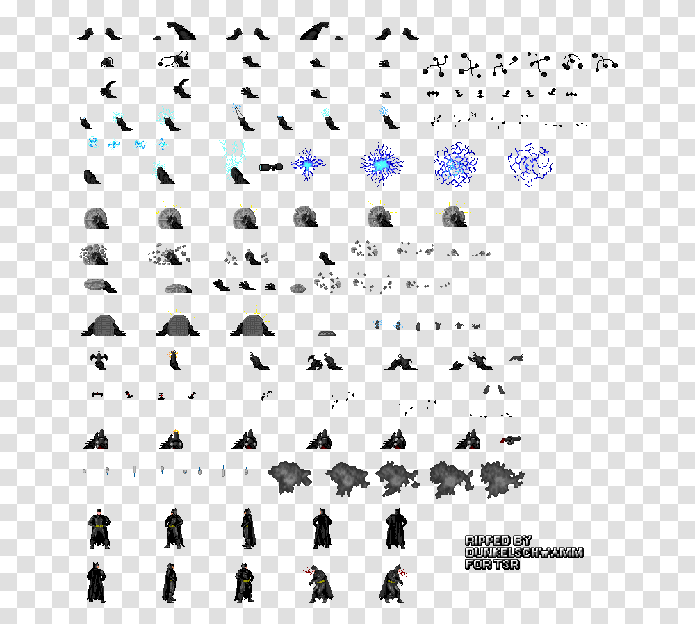 Click For Full Sized Image Batman And Weapons Batman Weapons Sprite Sheet, Flare, Light, Sweets, Food Transparent Png
