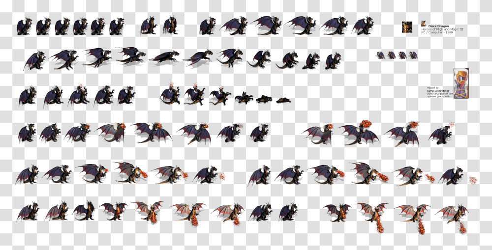 Click For Full Sized Image Black Dragon Dragon Sprite Sheet, Animal, Rug, Insect, Invertebrate Transparent Png