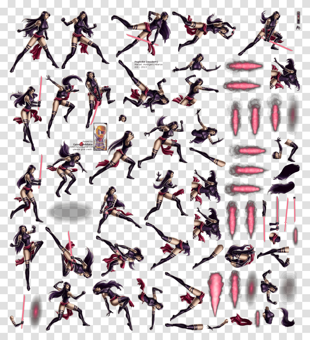 Click For Full Sized Image Psylocke Illustration, Paper, Person, Pattern Transparent Png