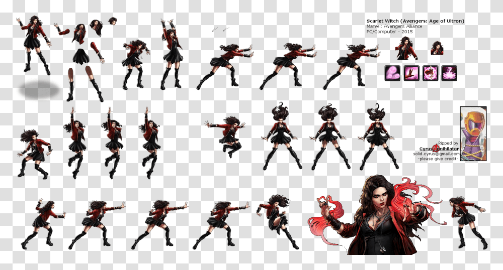Click To View Full Size Scarlet Witch Sprite Sheet, Person, Human, Duel, Ninja Transparent Png