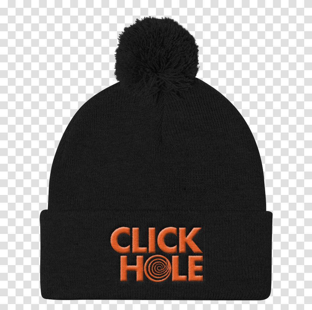 Clickhole Logo Pom Knit Cap Black Clickhole, Clothing, Apparel, Hoodie, Sweatshirt Transparent Png