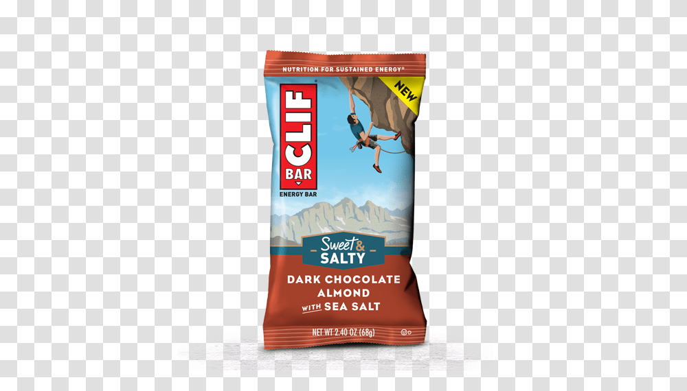 Clif Dark Chocolate Almond With Sea Salt, Book, Person, Plant, Paper Transparent Png