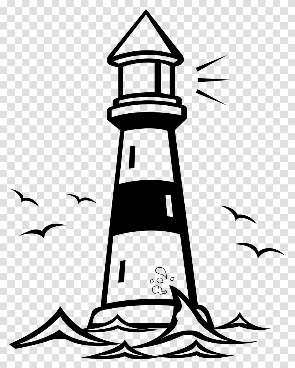 Cliff Clipart Lighthouse Light House Clip Art Black And White, Nature, Outdoors, Lighting, Night Transparent Png