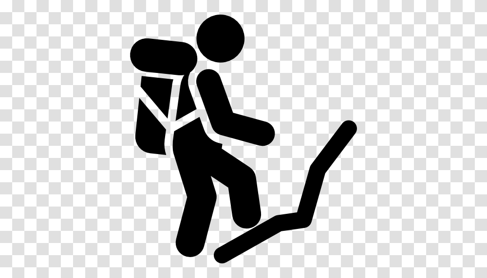 Climbing Backpack Man Sports Mountain Nature Icon, Gray, World Of Warcraft Transparent Png