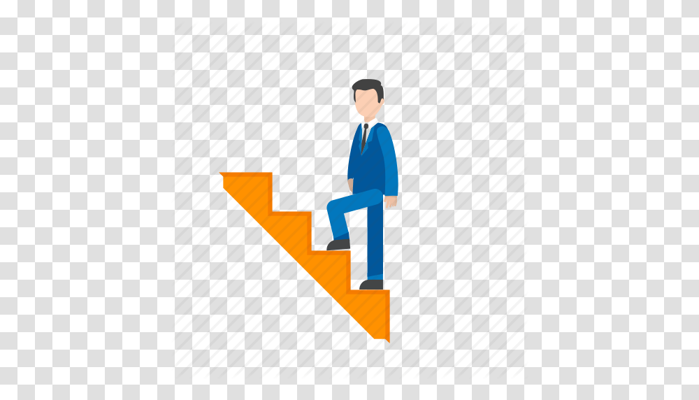 Climbing Climbing Stairs Man Stairs Upwards Walking Icon, Handrail, Staircase, Label Transparent Png
