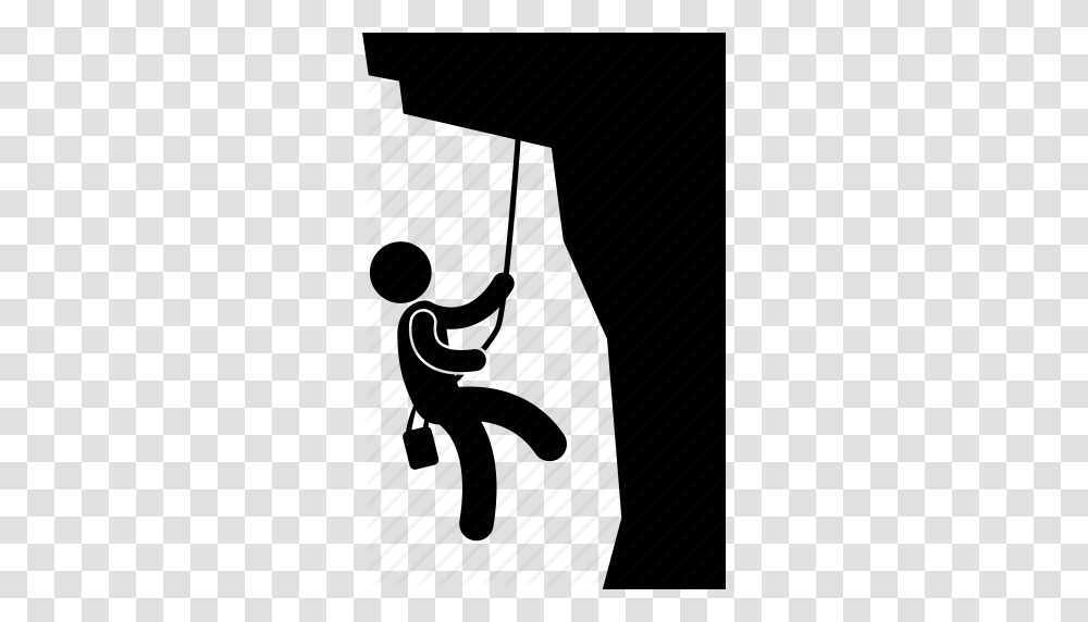 Climbing Man Mountain People Person Rock Climbing Rope Icon, Piano, Photography, Kneeling Transparent Png